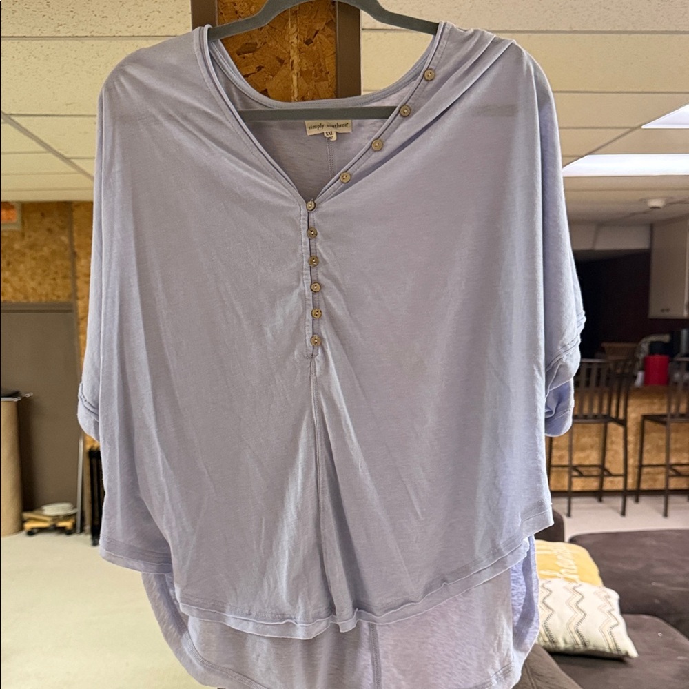 Simply Southern Light Blue Button-Accent Blouse